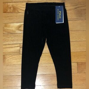 NWT Polo Ralph Lauren Black Velour Size2T Leggings